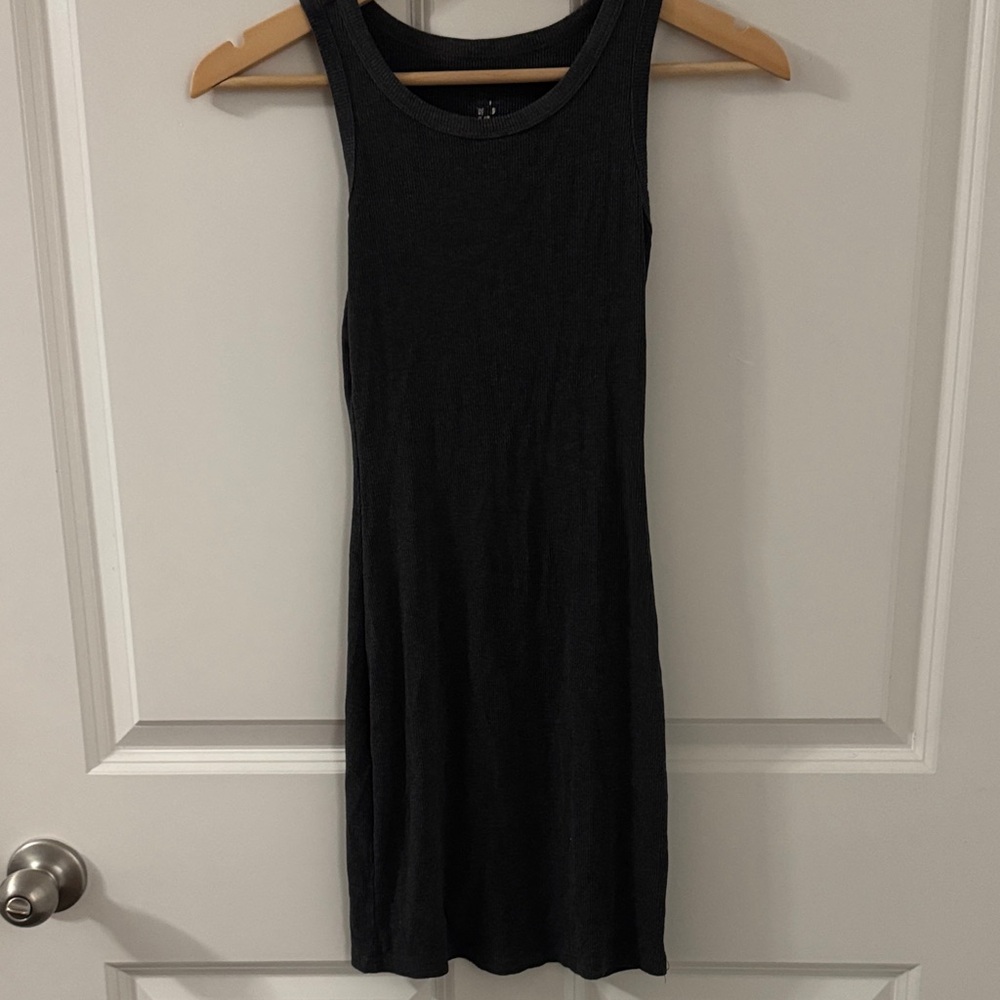 Dark Gray Ribbed Midi Dress
